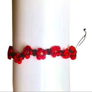 Handmade Red Brown Flower Chinese Love Passion Bracelet Intricate Gift Asian
